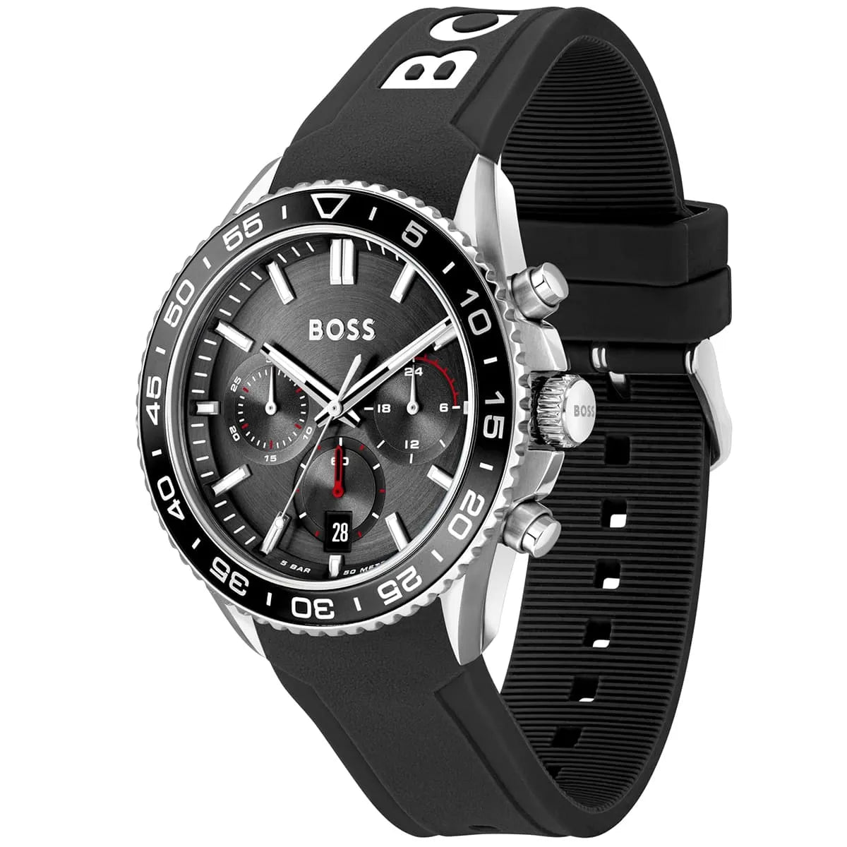 Hugo Boss Runner 1514141 44mm Men’s Chronograph Watch – Black Dial & Black Rubber Strap