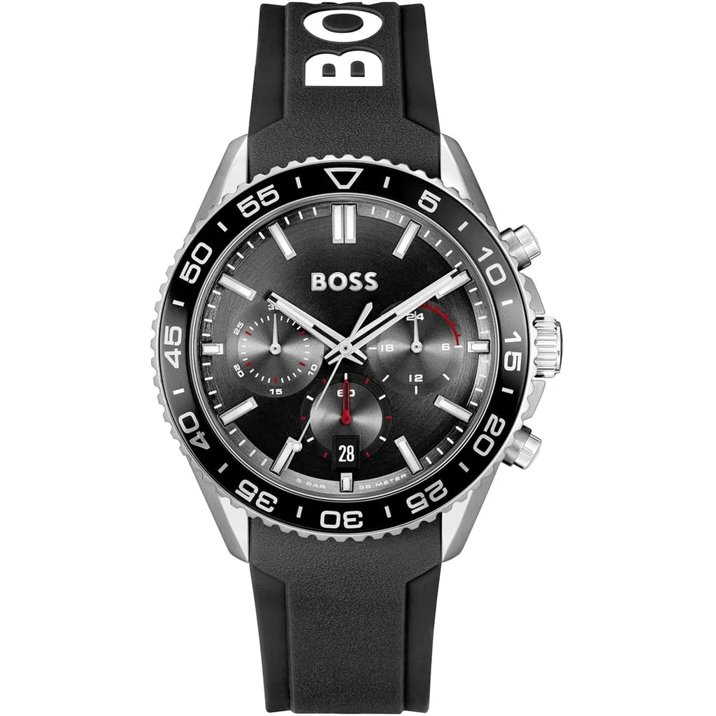 Hugo Boss Runner 1514141 44mm Men’s Chronograph Watch – Black Dial & Black Rubber Strap