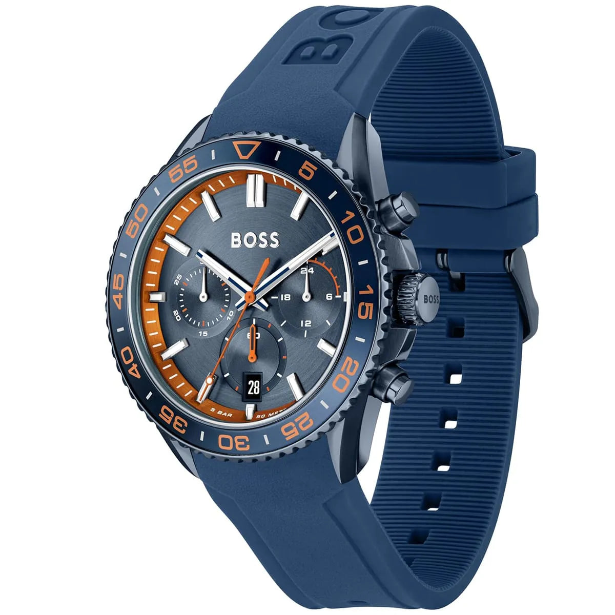 Hugo Boss Volane 1514142 44mm Men’s Chronograph Watch – Blue Dial & Blue Rubber Strap