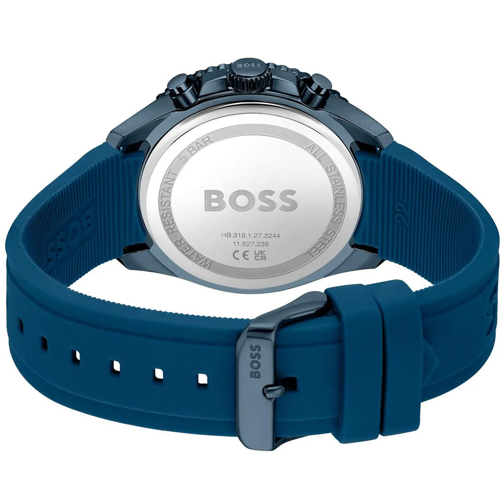 Hugo Boss Volane 1514142 44mm Men’s Chronograph Watch – Blue Dial & Blue Rubber Strap