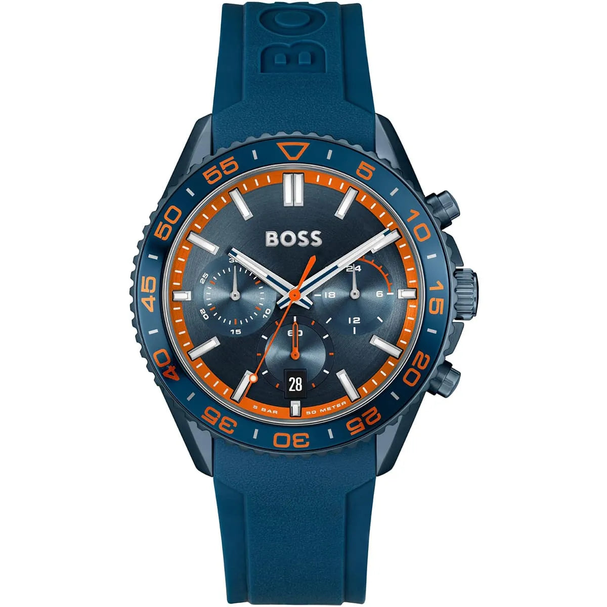 Hugo Boss Volane 1514142 44mm Men’s Chronograph Watch – Blue Dial & Blue Rubber Strap