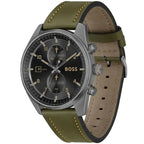 Hugo Boss Sky Traveller 1514148 44mm Men’s Chronograph Watch – Black Dial & Green Genuine Leather Strap