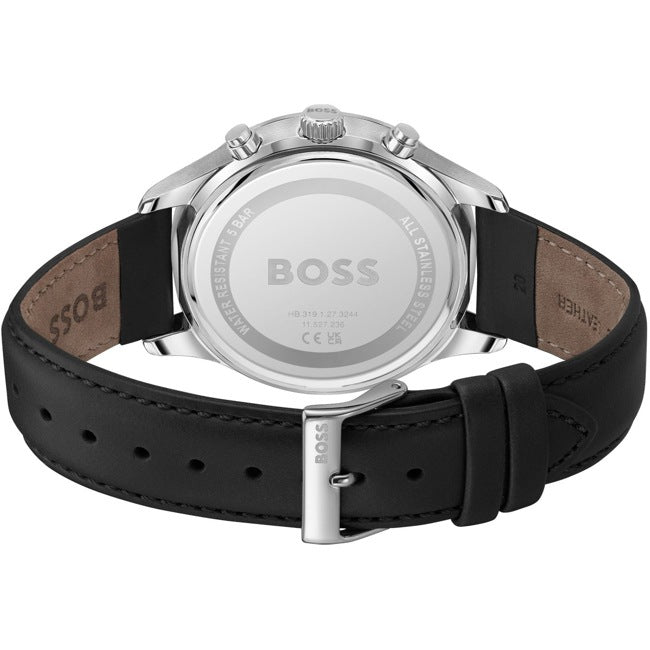 Hugo Boss Avery 1514156 42mm Men’s Chronograph Watch – Blue Dial & Black Genuine Leather Strap