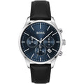Hugo Boss Avery 1514156 42mm Men’s Chronograph Watch – Blue Dial & Black Genuine Leather Strap
