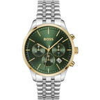 Hugo Boss Avery 1514159 42mm Men’s Chronograph Watch – Green Dial & Silver-tone Stainless Steel Link Bracelet
