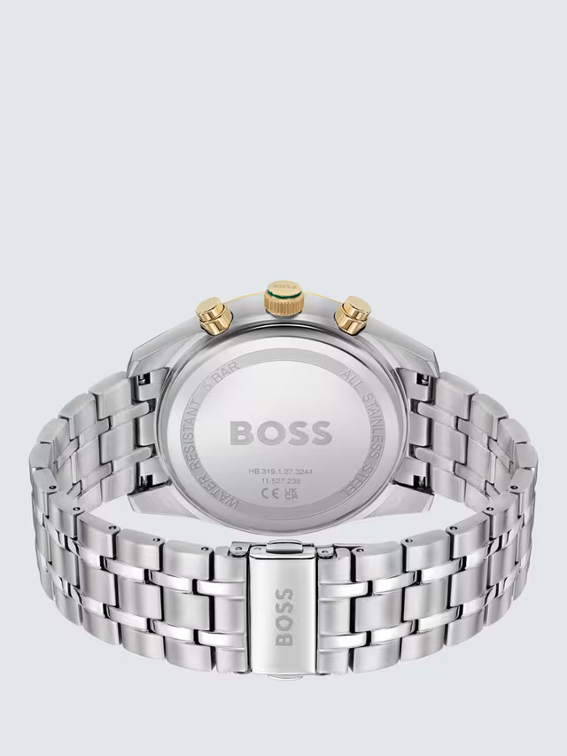 Hugo Boss Sky Traveller 1514195 44mm Men’s Chronograph Watch – Green Dial & Silver-tone Stainless Steel Link Bracelet