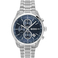 Hugo Boss Grand Prix 1514226 44mm Men’s Chronograph Watch – Blue Dial & Stainless Steel Bracelet