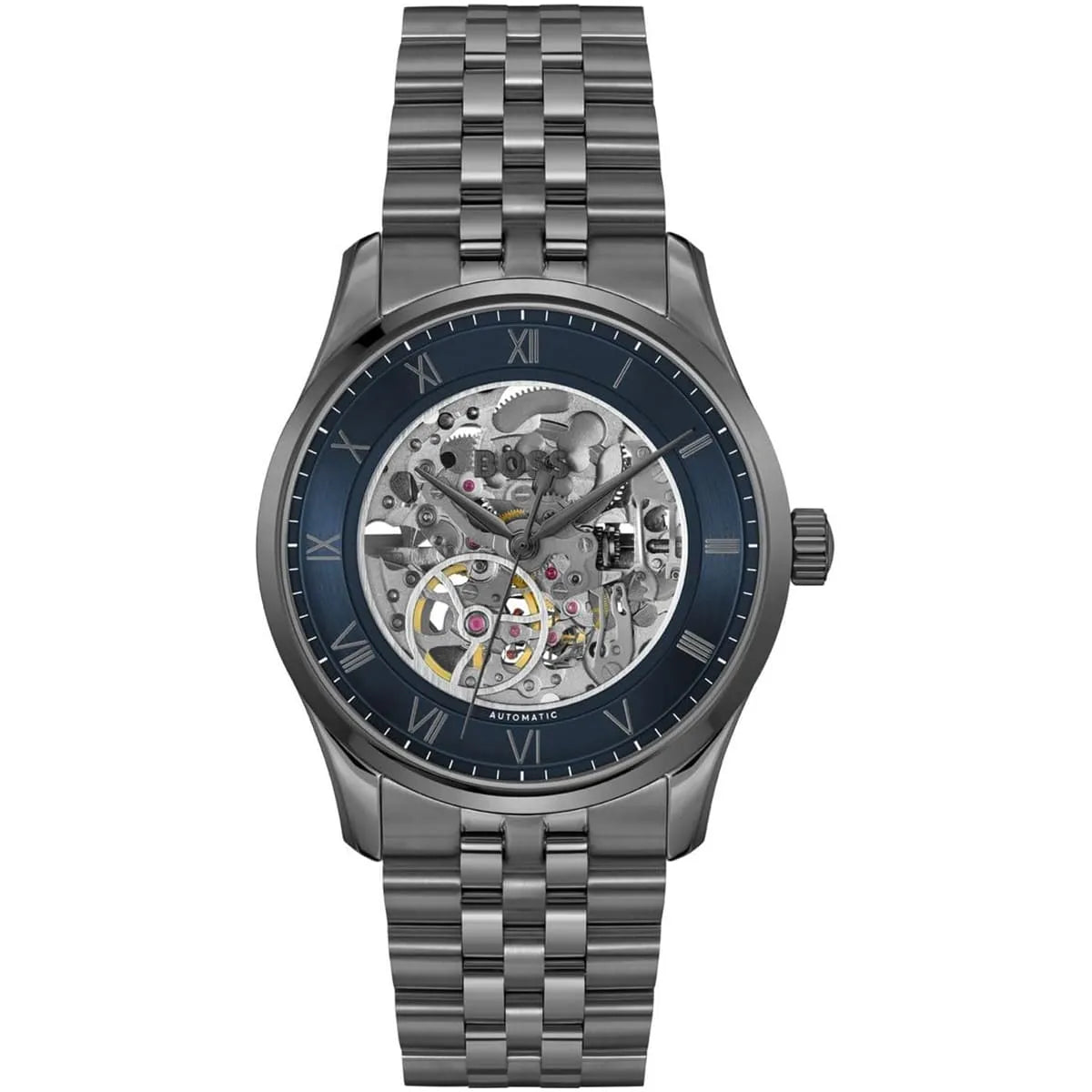 Hugo Boss Principle 1514254 41mm Men’s Automatic Watch – Blue Dial & Gunmetal Stainless Steel Bracelet