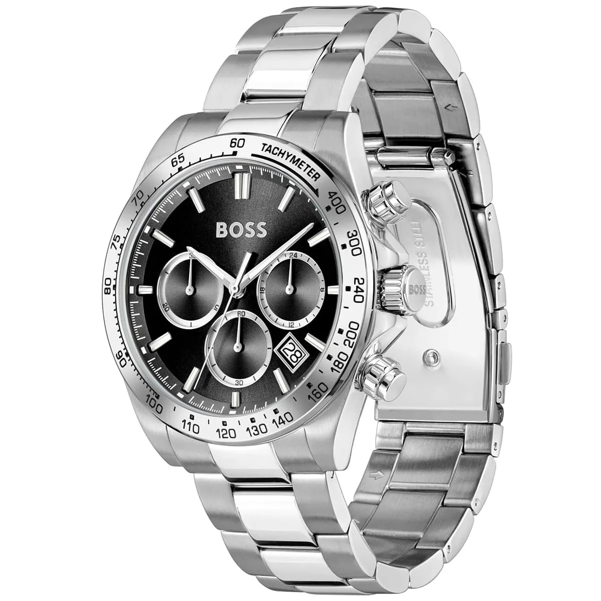 Hugo Boss Hero 1514267 43mm Men’s Chronograph Watch – Black Dial & Silver-tone Stainless Steel Link Bracelet