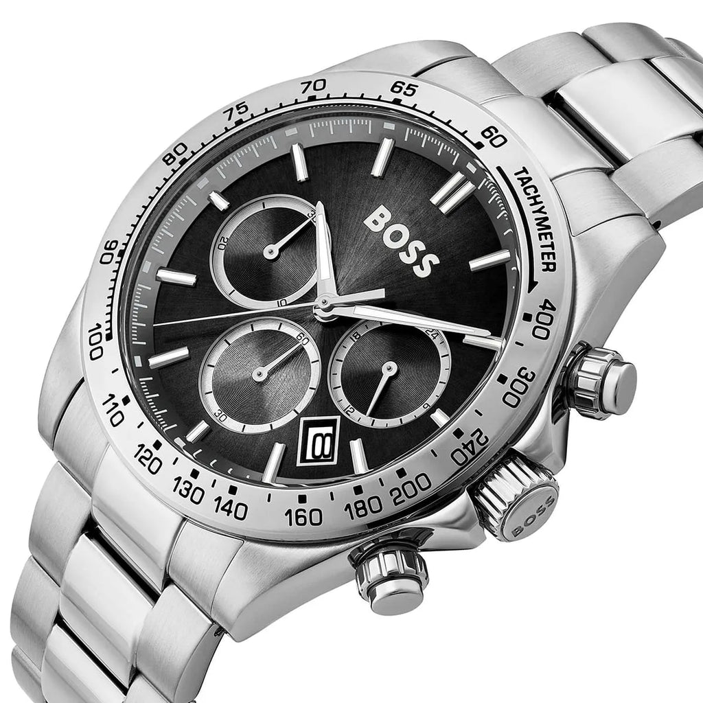 Hugo Boss Hero 1514267 43mm Men’s Chronograph Watch – Black Dial & Silver-tone Stainless Steel Link Bracelet