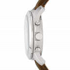 Fossil Grant FS4735 44mm Men’s Chronograph Watch – White Dial & Brown Genuine Leather Strap