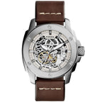 Fossil Modern Machine ME3083 50mm Men’s Automatic Watch – White Dial & Brown Genuine Leather Strap