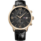 Tommy Hilfiger Liam 1710358 42mm Men's Multi-Function Watch – Black & Black Genuine Leather Strap