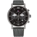 Tommy Hilfiger Evan 1710395 44mm Men's Chronograph Watch – Black & Black Genuine Leather Strap