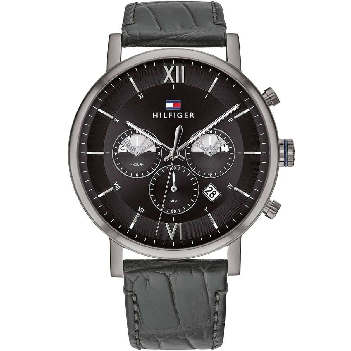 Tommy Hilfiger Evan 1710395 44mm Men's Chronograph Watch – Black & Black Genuine Leather Strap