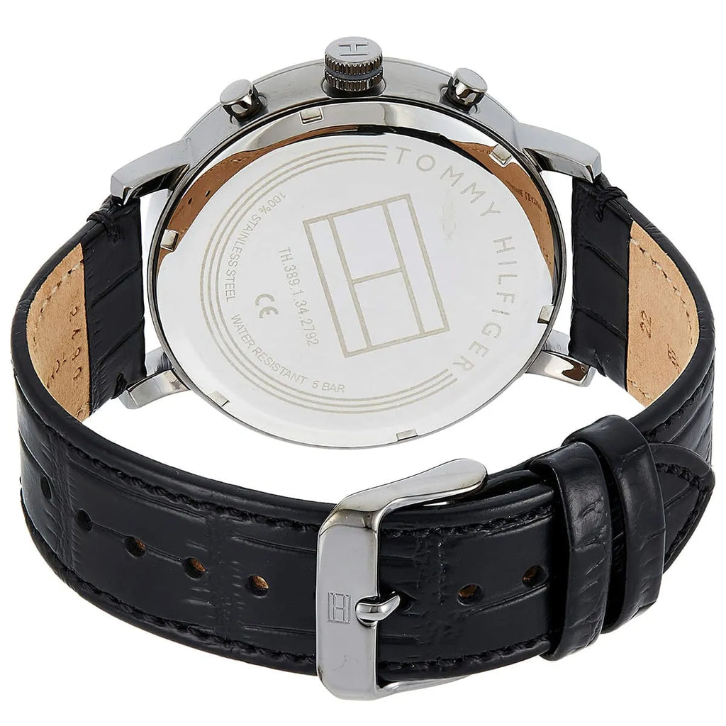 Tommy Hilfiger Evan 1710395 44mm Men's Chronograph Watch – Black & Black Genuine Leather Strap