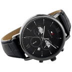Tommy Hilfiger Evan 1710395 44mm Men's Chronograph Watch – Black & Black Genuine Leather Strap