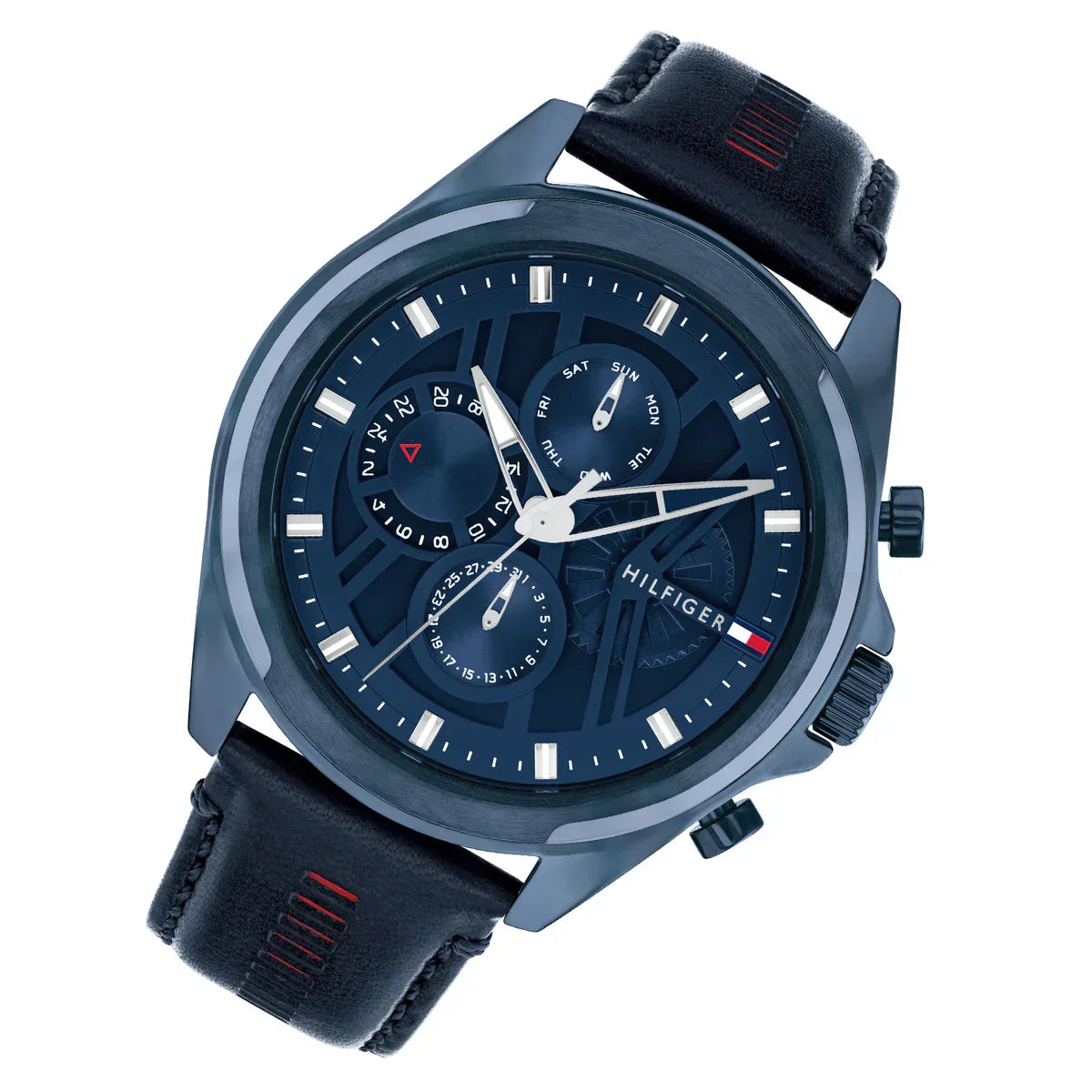 Tommy Hilfiger Jax 1710655 46mm Men's Multi-Function Watch – Navy Blue & Blue Genuine Leather Strap