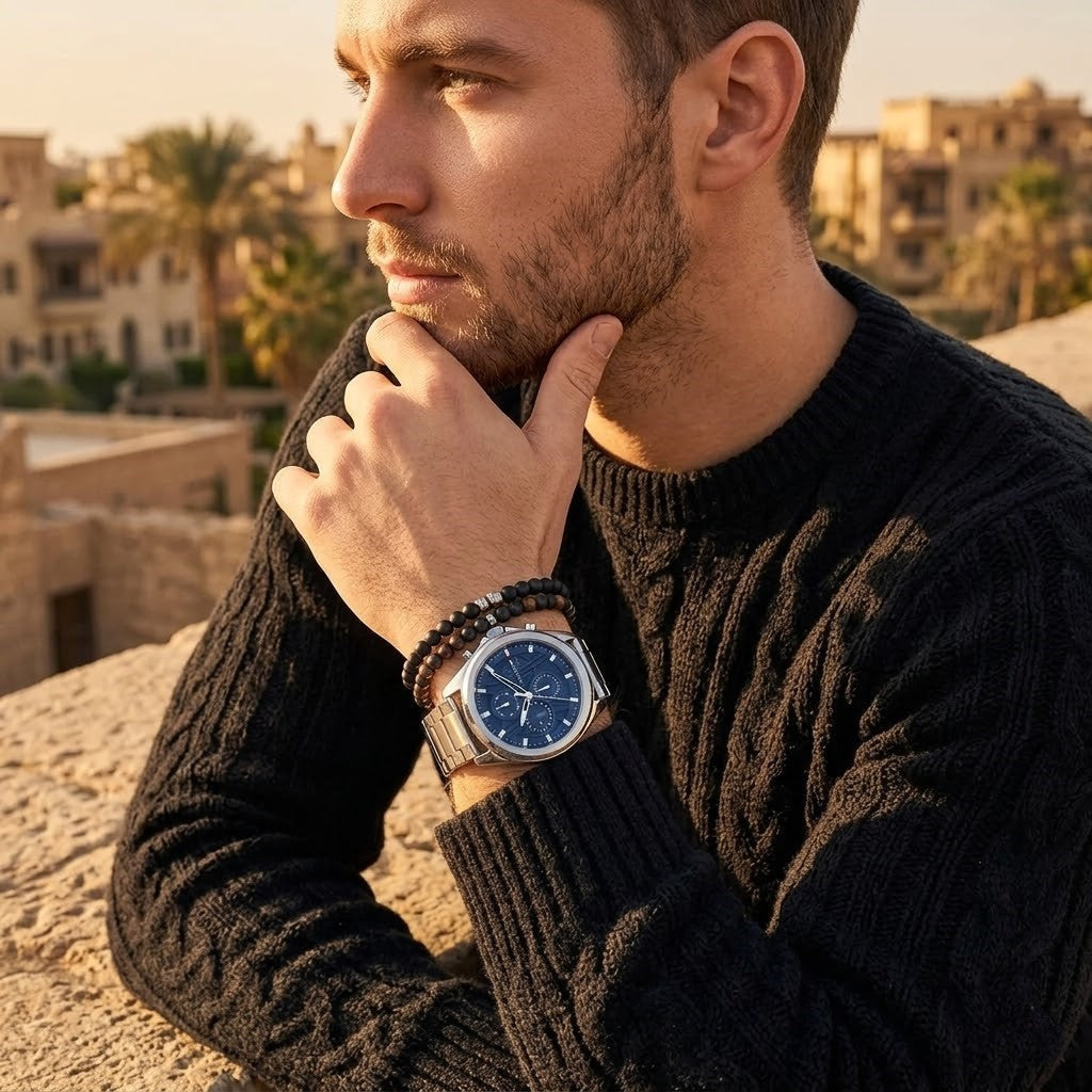 Tommy Hilfiger Jax 1710656 46mm Men's Multi-Function Watch – Navy Blue & Silver Stainless Steel Bracelet