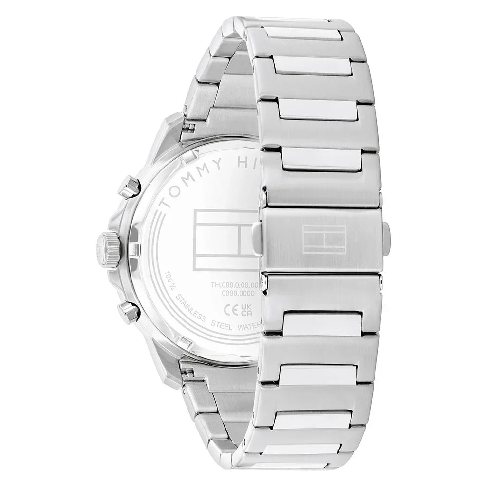 Tommy Hilfiger Henry 1710684 44mm Men's Multi-Function Watch – Blue Skeleton & Silver Stainless Steel Bracelet