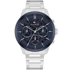 Tommy Hilfiger Henry 1710684 44mm Men's Multi-Function Watch – Blue Skeleton & Silver Stainless Steel Bracelet