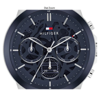 Tommy Hilfiger Henry 1710684 44mm Men's Multi-Function Watch – Blue Skeleton & Silver Stainless Steel Bracelet