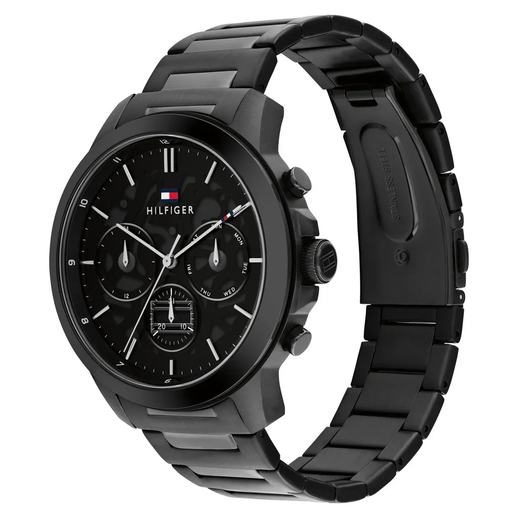 Tommy Hilfiger Henry 1710685 44mm Men's Multi-Function Watch – Black Skeleton & Black Stainless Steel Bracelet