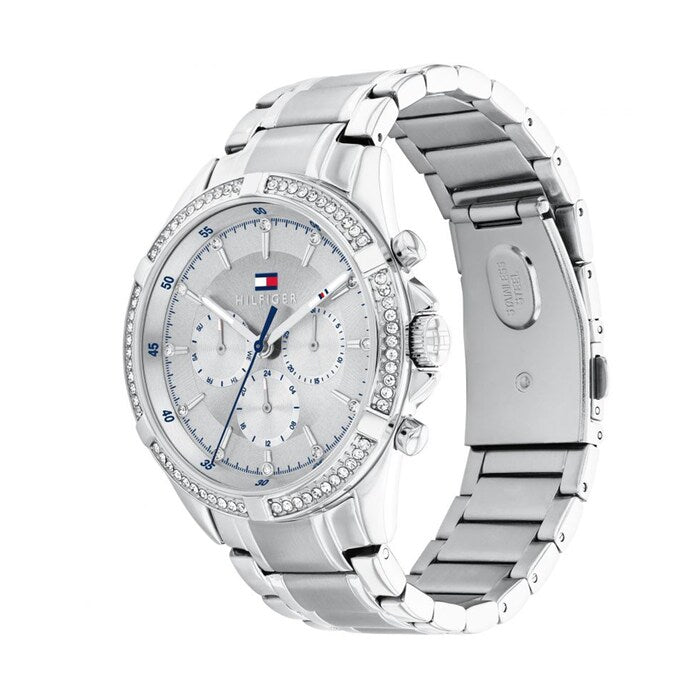 Tommy Hilfiger Kenzie 1782557 38mm Women's Multi-Function Watch – Silver Sunray & Silver Stainless Steel Bracelet