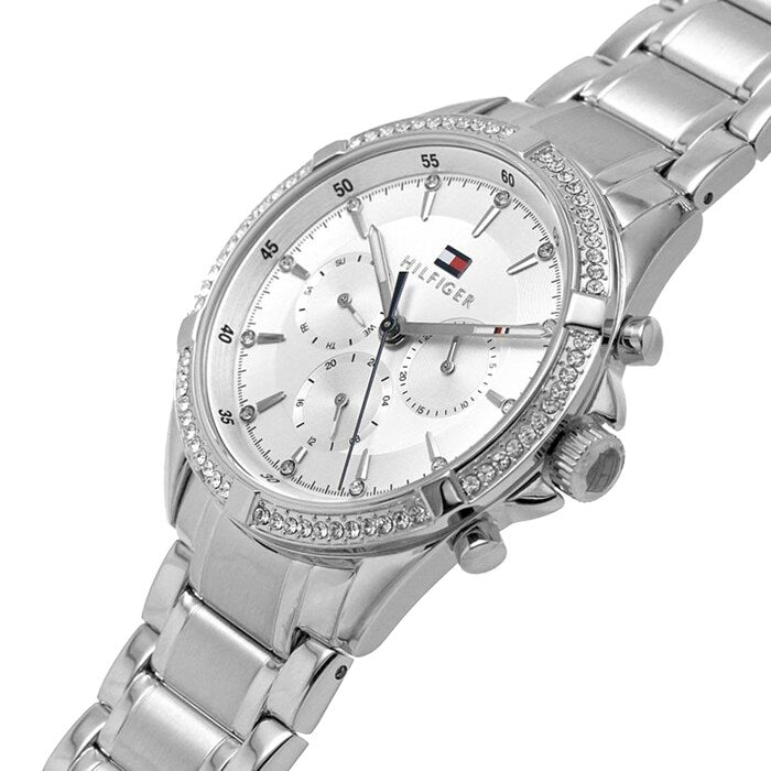 Tommy Hilfiger Kenzie 1782557 38mm Women's Multi-Function Watch – Silver Sunray & Silver Stainless Steel Bracelet