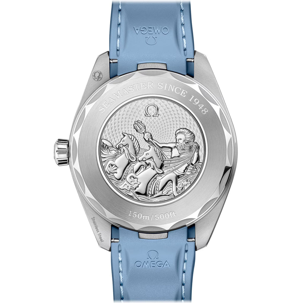 Omega Seamaster Aqua Terra Worldtimer 43mm Master Quality Watch – Summer Blue Dial & Light Blue Rubber Strap
