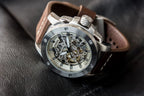 Fossil Modern Machine ME3083 50mm Men’s Automatic Watch – White Dial & Brown Genuine Leather Strap