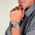 Fossil Modern Machine ME3083 50mm Men’s Automatic Watch – White Dial & Brown Genuine Leather Strap