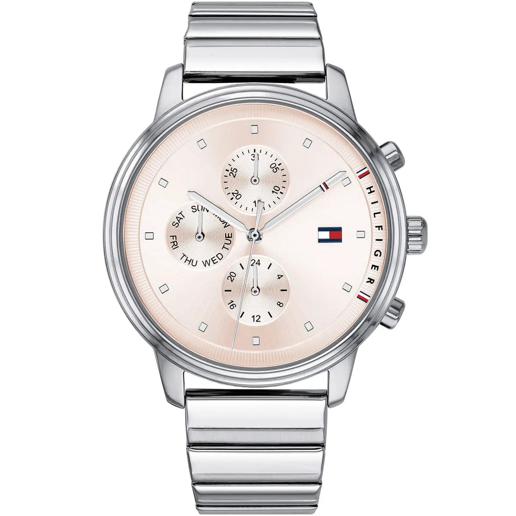 Tommy Hilfiger Blake 1781904 38mm Women's Multi-Function Watch – Pink Sunray & Silver Stainless Steel Bracelet