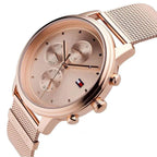 Tommy Hilfiger Signature 1781907 38mm Women's Multi-Function Watch – Rose Gold Sunray & Rose Gold Stainless Steel Mesh Bracelet