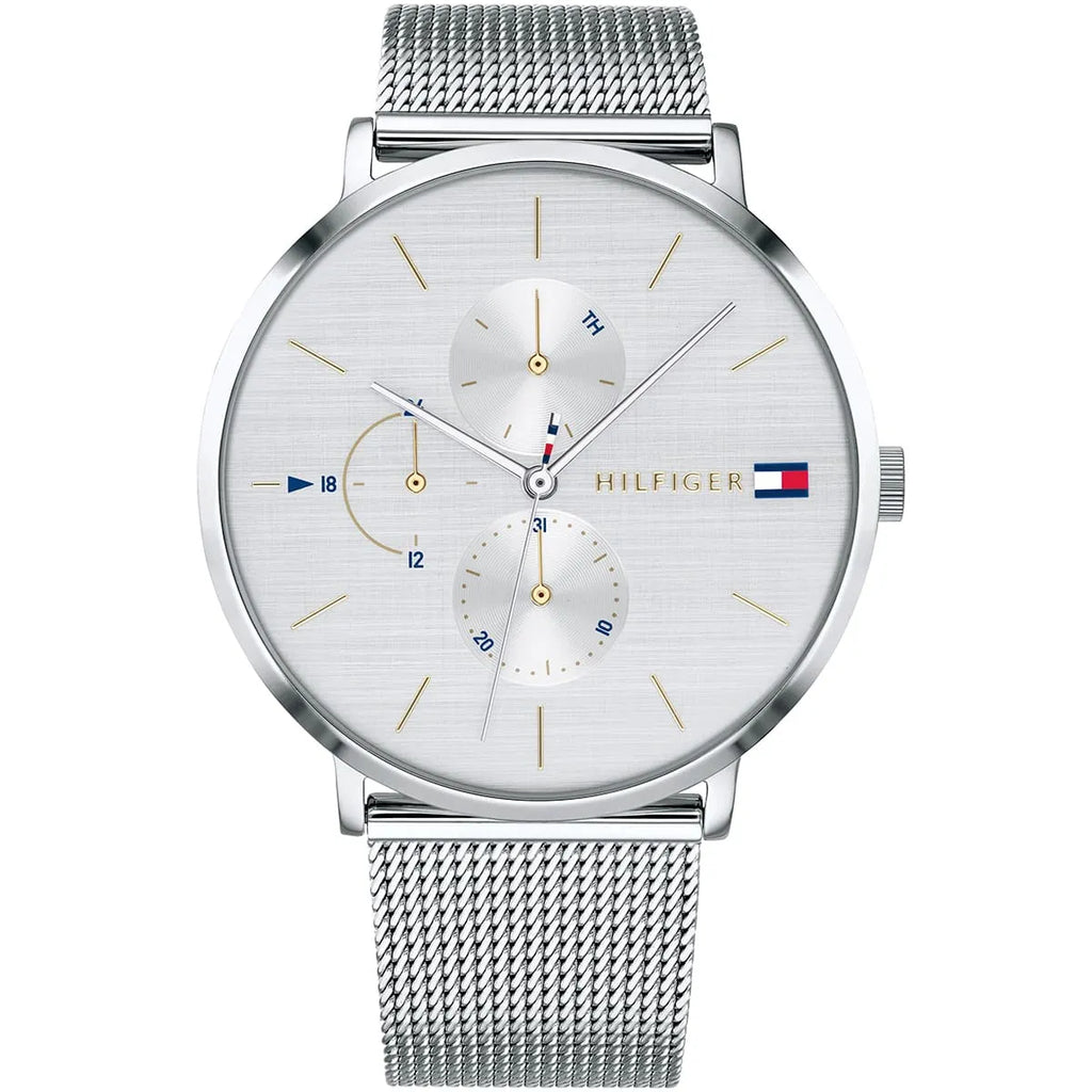 Tommy Hilfiger Jenna 1781942 40mm Women's Multi-Function Watch – White & Silver Stainless Steel Mesh Bracelet