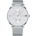 Tommy Hilfiger Jenna 1781942 40mm Women's Multi-Function Watch – White & Silver Stainless Steel Mesh Bracelet