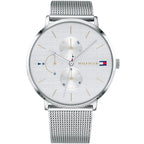 Tommy Hilfiger Jenna 1781942 40mm Women's Multi-Function Watch – White & Silver Stainless Steel Mesh Bracelet