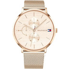 Tommy Hilfiger Jenna 1781944 40mm Women's Multi-Function Watch – Rose Gold Sunray & Rose Gold Stainless Steel Mesh Bracelet