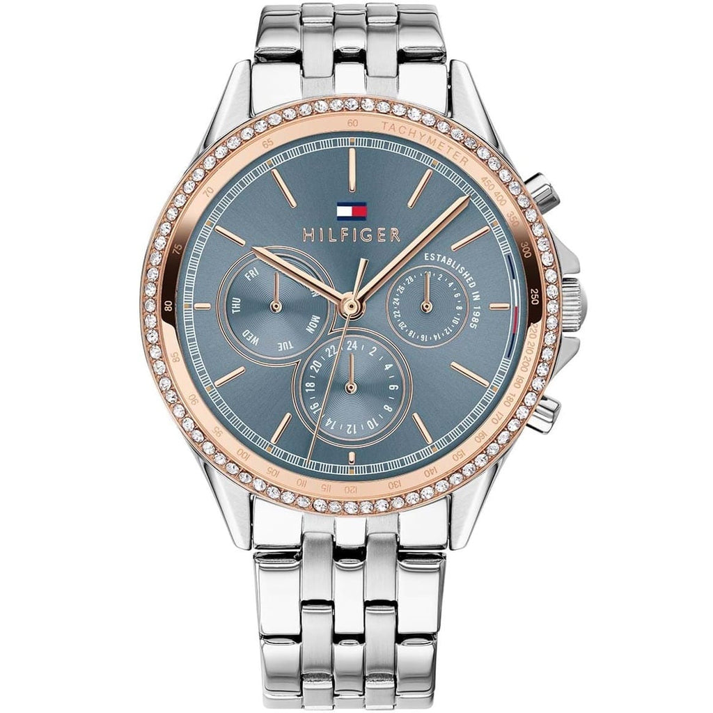 Tommy Hilfiger Ari 1781976 38mm Women's Multi-Function Watch – Slate Blue & Silver Stainless Steel Bracelet