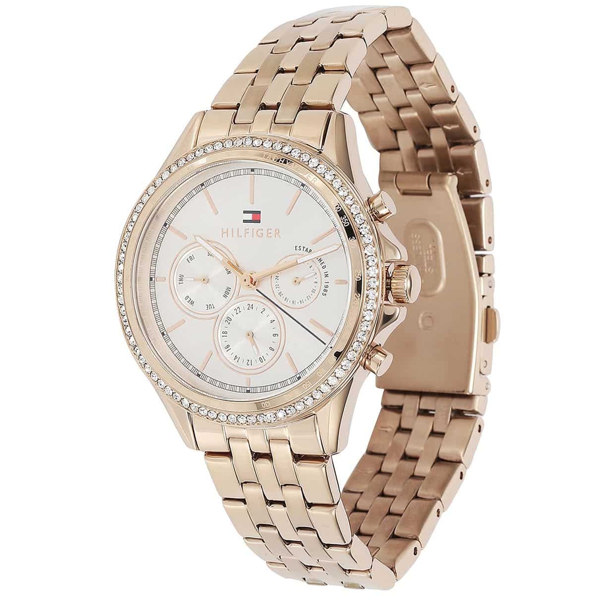 Tommy Hilfiger Ari 1781978 38mm Women's Multi-Function Watch – Off-White Sunray & Rose Gold Stainless Steel Bracelet