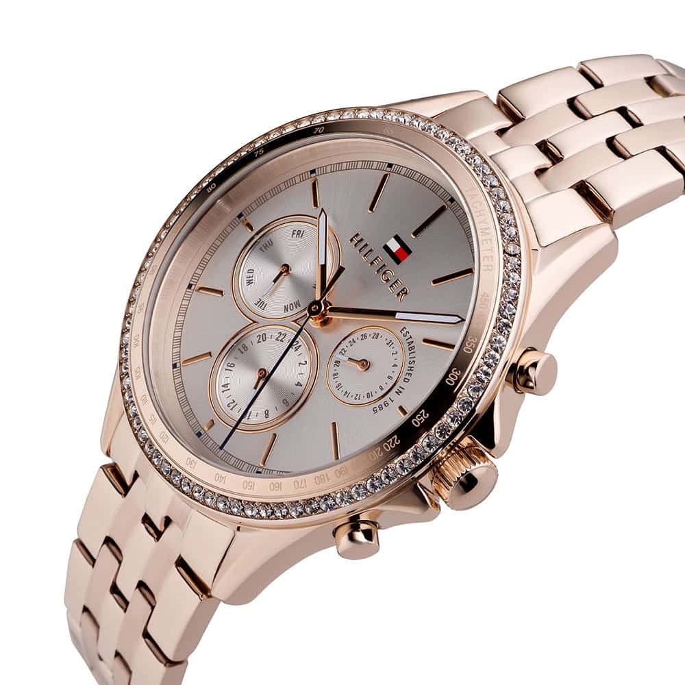Tommy Hilfiger Ari 1781978 38mm Women's Multi-Function Watch – Off-White Sunray & Rose Gold Stainless Steel Bracelet