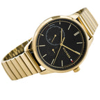 Tommy Hilfiger Brooke 1782019 38mm Women's Multi-Function Watch – Black Sunray & Gold Stainless Steel Bracelet