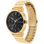 Tommy Hilfiger Brooke 1782019 38mm Women's Multi-Function Watch – Black Sunray & Gold Stainless Steel Bracelet
