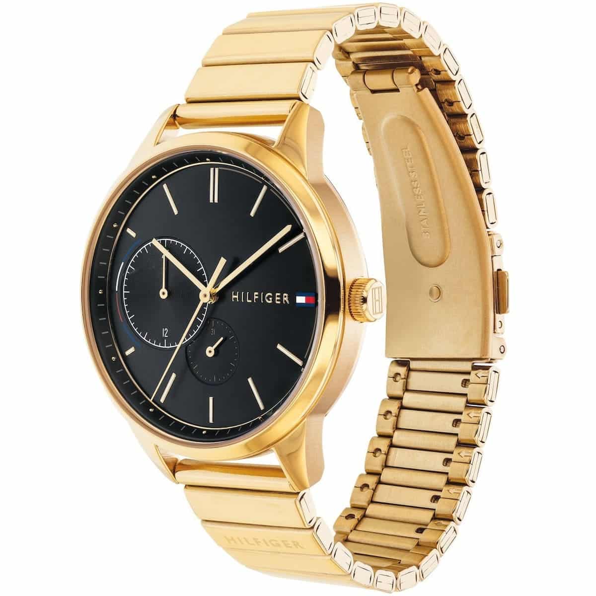 Tommy Hilfiger Brooke 1782019 38mm Women's Multi-Function Watch – Black Sunray & Gold Stainless Steel Bracelet