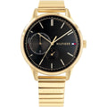 Tommy Hilfiger Brooke 1782019 38mm Women's Multi-Function Watch – Black Sunray & Gold Stainless Steel Bracelet