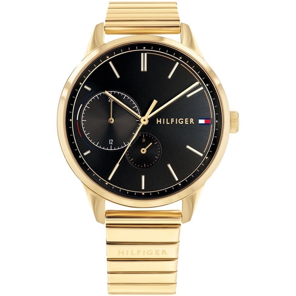 Tommy Hilfiger Brooke 1782019 38mm Women's Multi-Function Watch – Black Sunray & Gold Stainless Steel Bracelet