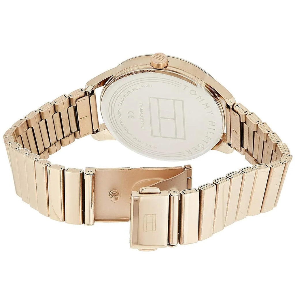 Tommy Hilfiger Brooke 1782021 38mm Women's Multi-Function Watch – Silver Sunray & Rose Gold Stainless Steel Bracelet