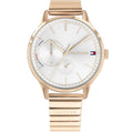 Tommy Hilfiger Brooke 1782021 38mm Women's Multi-Function Watch – Silver Sunray & Rose Gold Stainless Steel Bracelet