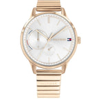 Tommy Hilfiger Brooke 1782021 38mm Women's Multi-Function Watch – Silver Sunray & Rose Gold Stainless Steel Bracelet