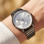Tommy Hilfiger Brooke 1782062 38mm Women's Multi-Function Watch – Silver Sunray & Gunmetal Stainless Steel Bracelet